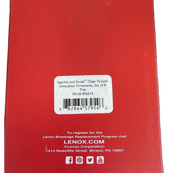 VTG Lenox Sparkle & Scroll Silver Plated Crystal Christmas Tree Ornament w/ Box - Picture 5 of 13